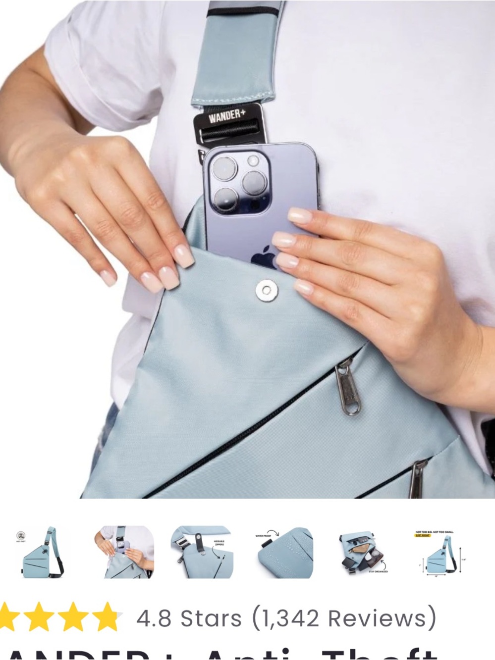 Wander+ Light Blue Crossbody Sling Bag - Picture 5 of 5